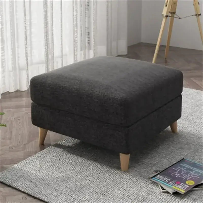 Light gray jacquard square stool cover living room ottoman protector