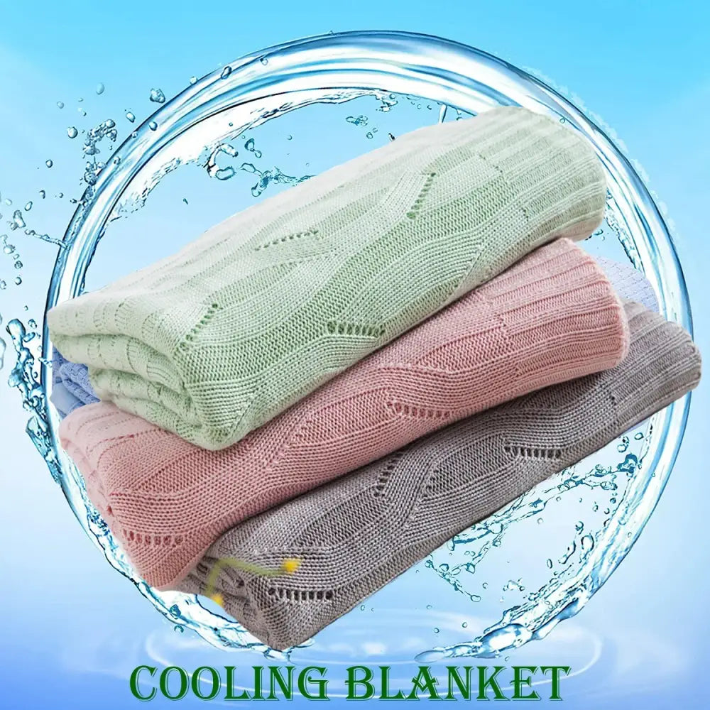Light green bamboo knitted cooling blanket bedroom ribbed throw