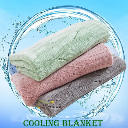 Light green bamboo knitted cooling blanket bedroom ribbed throw