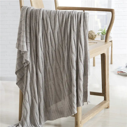 Light green bamboo knitted cooling blanket bedroom ribbed throw