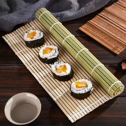 Light green bamboo sushi rolling mat set kitchen diy tool