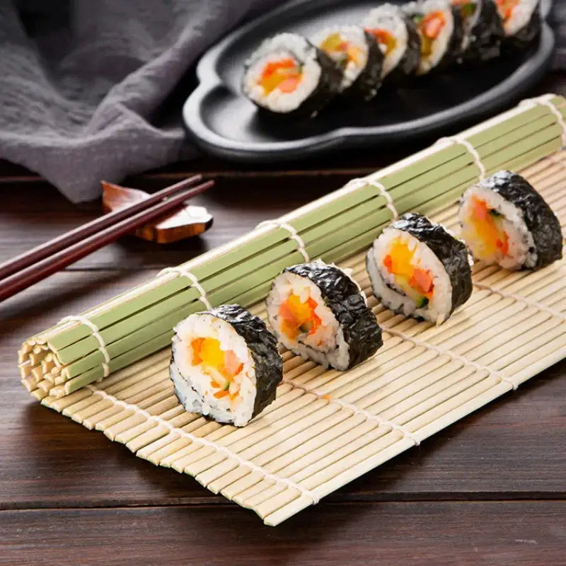 Light green bamboo sushi rolling mat set kitchen diy tool