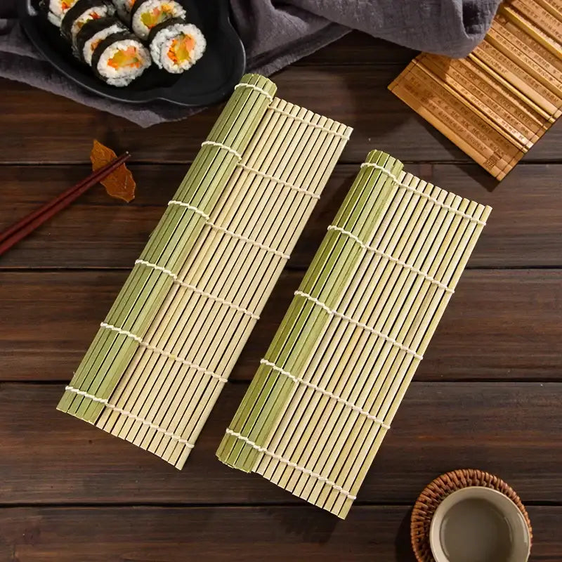 Light green bamboo sushi rolling mat set kitchen diy tool