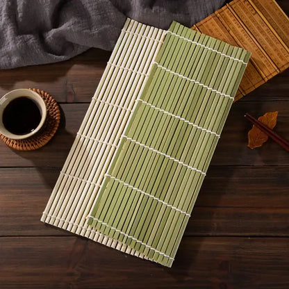 Light green bamboo sushi rolling mat set kitchen diy tool