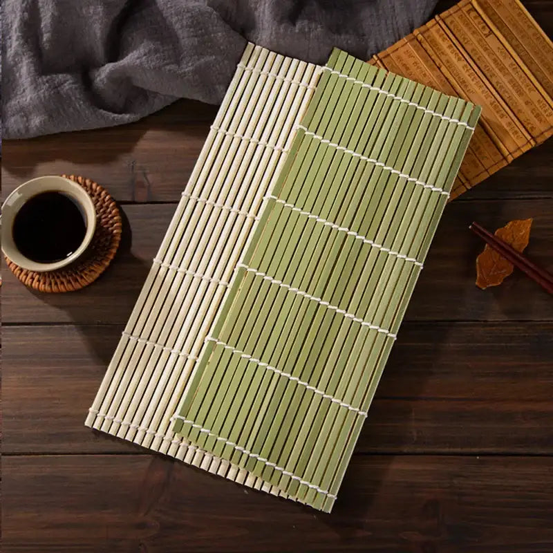 Light green bamboo sushi rolling mat set kitchen diy tool