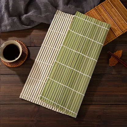 Light green bamboo sushi rolling mat set kitchen diy tool