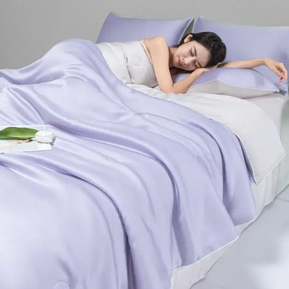 Light green & cream cool ice silk quilt set bedroom bedding