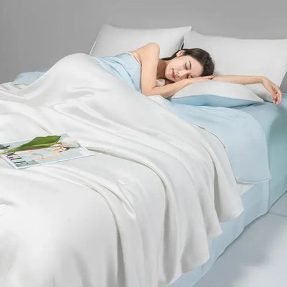 Light green & cream cool ice silk quilt set bedroom bedding