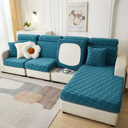 Light green hexagonal quilted jacquard sofa seat cover living room