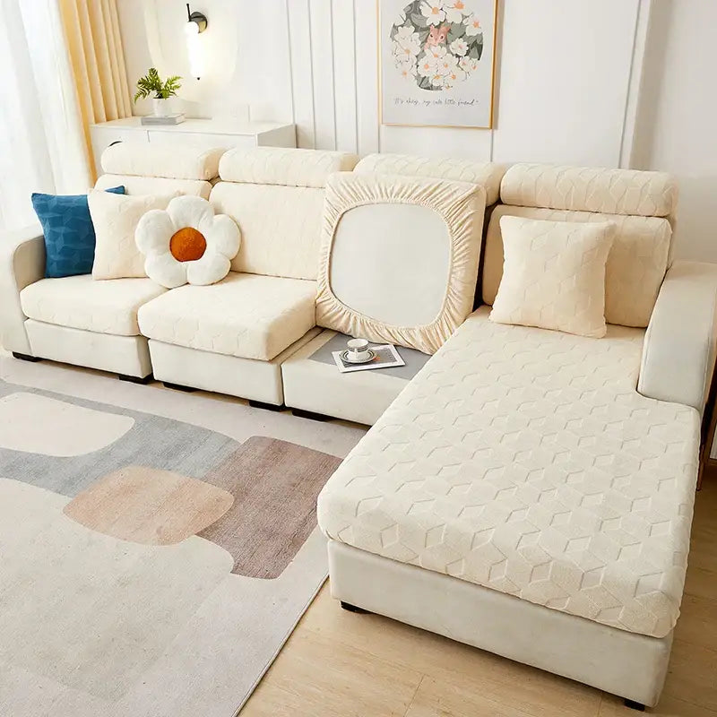 Light green hexagonal quilted jacquard sofa seat cover living room
