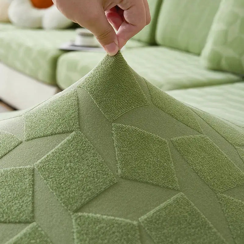 Light green hexagonal quilted jacquard sofa seat cover living room