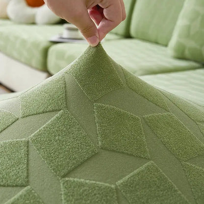 Light green hexagonal quilted jacquard sofa seat cover living room
