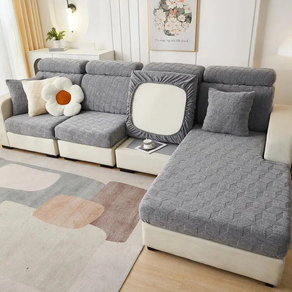 Light green hexagonal quilted jacquard sofa seat cover living room