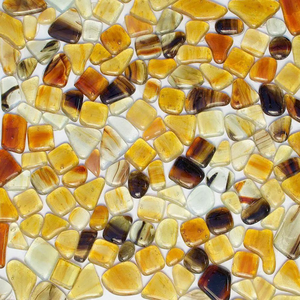 Light Honey Glossy Gloss Glass Mosaics 12x12