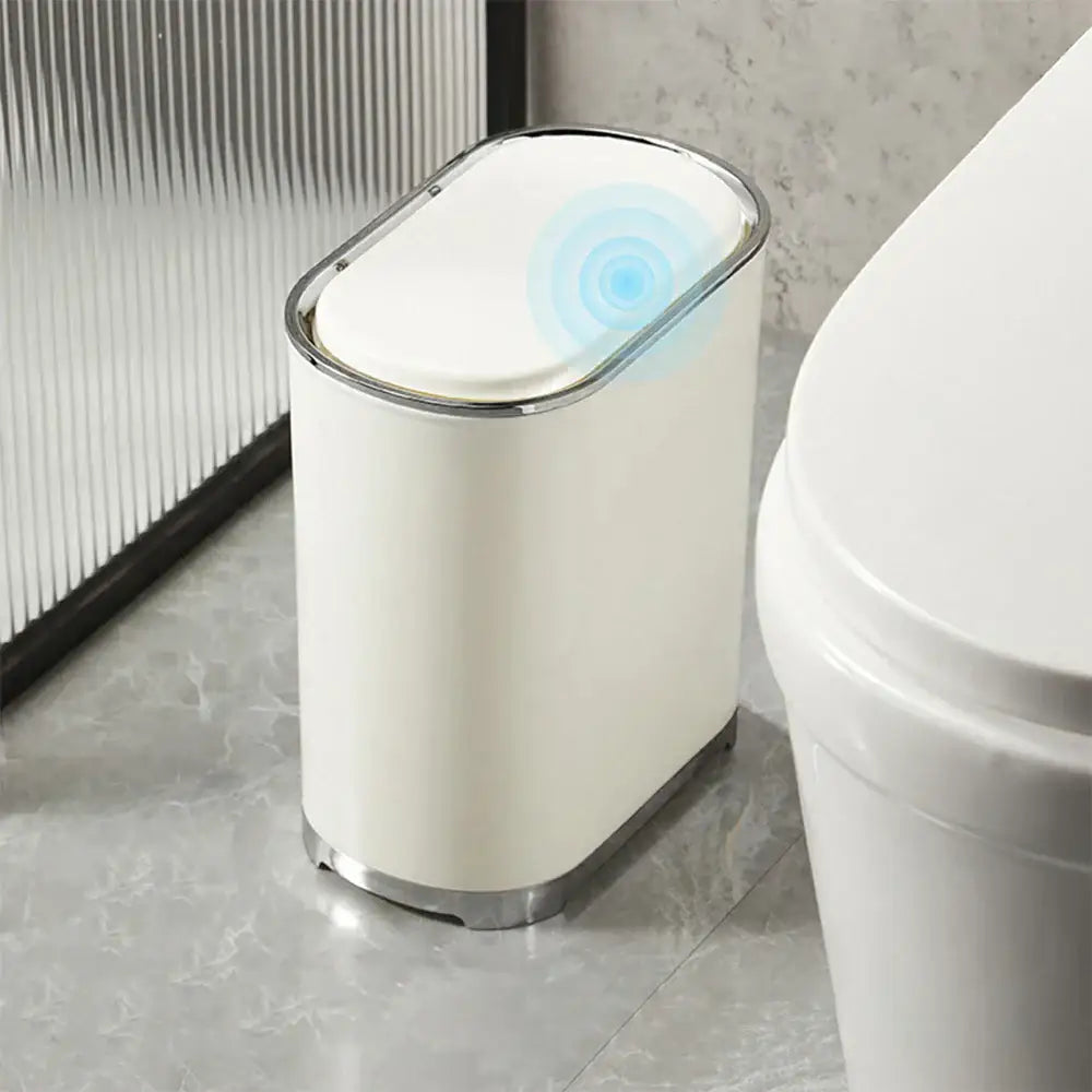 Light luxury bathroom trash can cream sensor waste bin kitchen