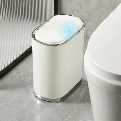 Light luxury bathroom trash can cream sensor waste bin kitchen