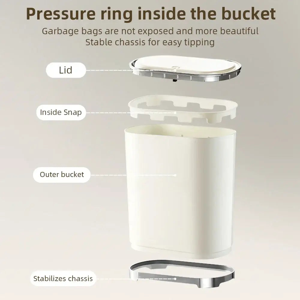 Light luxury bathroom trash can cream sensor waste bin kitchen