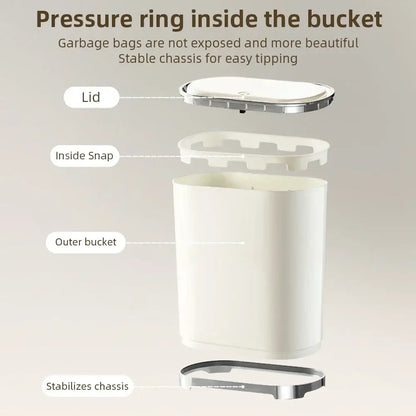 Light luxury bathroom trash can cream sensor waste bin kitchen