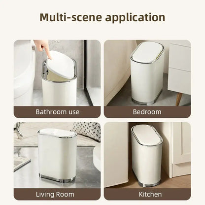 Light luxury bathroom trash can cream sensor waste bin kitchen