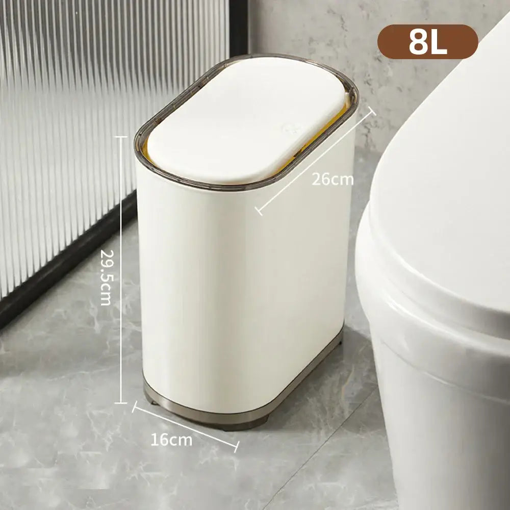 Light luxury bathroom trash can cream sensor waste bin kitchen