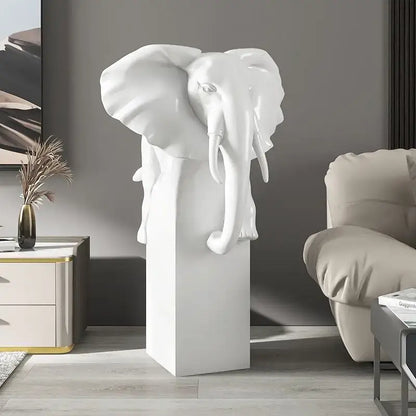 Light luxury light blue elephant ornaments living room sculpture
