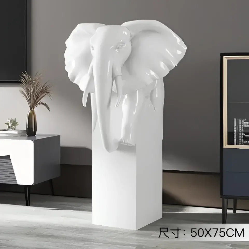 Light luxury light blue elephant ornaments living room sculpture