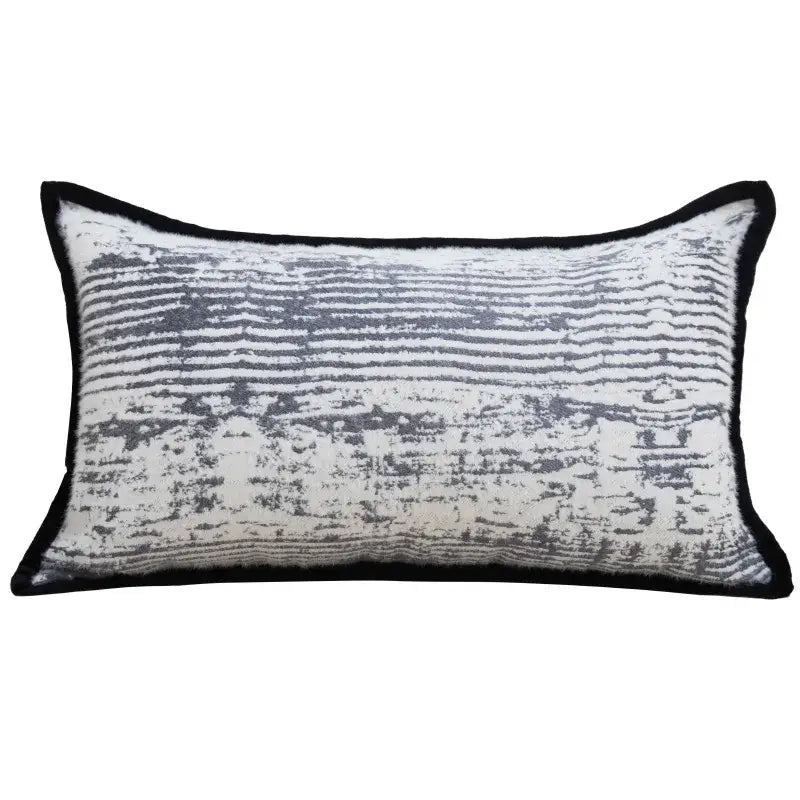 Light luxury designer black & white palm leaf pillow cover living room