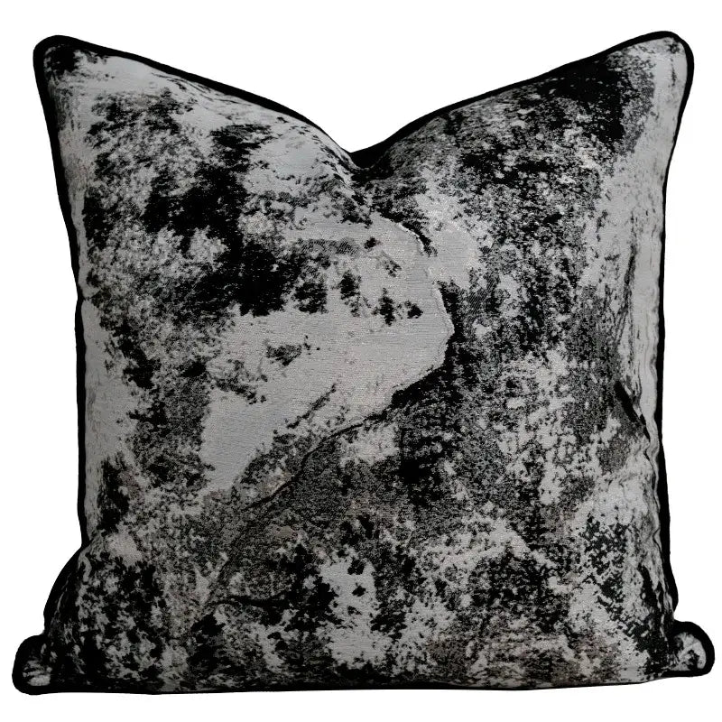 Light luxury designer black & white palm leaf pillow cover living room