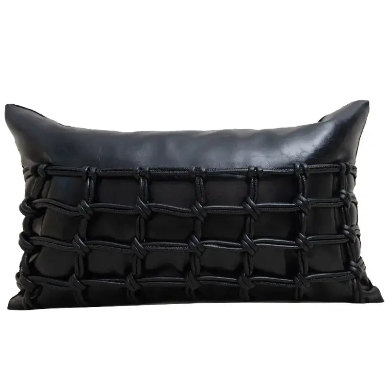 Light luxury designer black & white palm leaf pillow cover living room