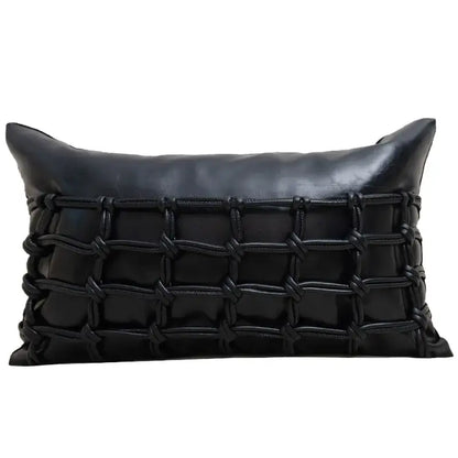 Light luxury designer black & white palm leaf pillow cover living room