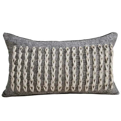Light luxury designer black & white palm leaf pillow cover living room