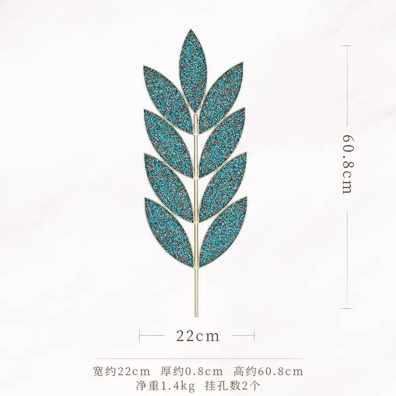 Light luxury iron golden wheat leaf wall decoration living room
