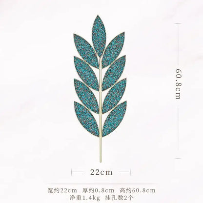 Light luxury iron golden wheat leaf wall decoration living room