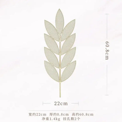 Light luxury iron golden wheat leaf wall decoration living room