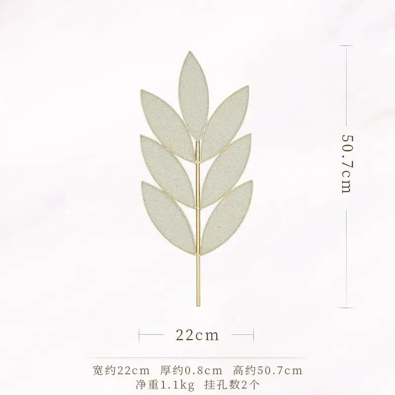 Light luxury iron golden wheat leaf wall decoration living room