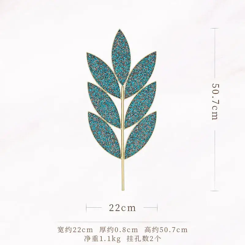 Light luxury iron golden wheat leaf wall decoration living room