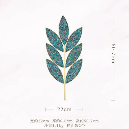 Light luxury iron golden wheat leaf wall decoration living room