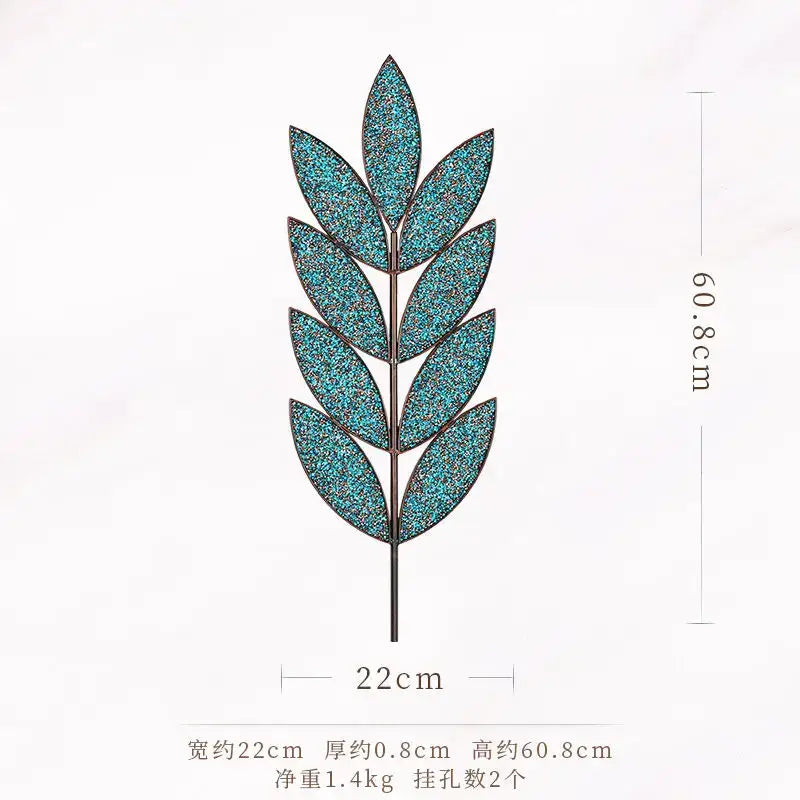 Light luxury iron golden wheat leaf wall decoration living room