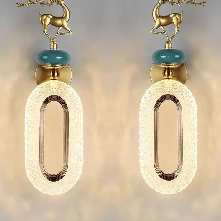 Light luxury modern gold deer wall lamp set bedroom sconces