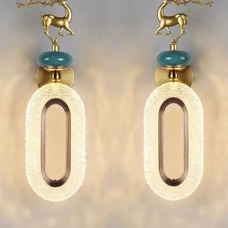 Light luxury modern gold deer wall lamp set bedroom sconces