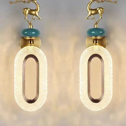 Light luxury modern gold deer wall lamp set bedroom sconces