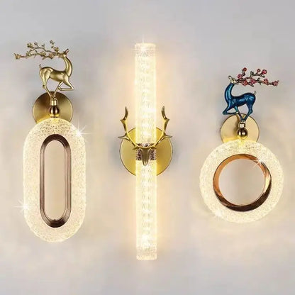 Light luxury modern gold deer wall lamp set bedroom sconces