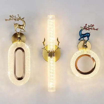 Light luxury modern gold deer wall lamp set bedroom sconces