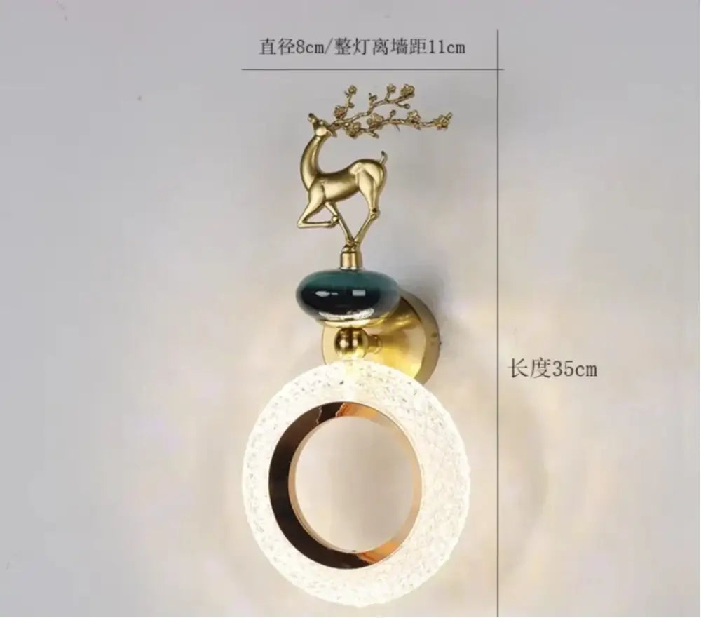 Light luxury modern gold deer wall lamp set bedroom sconces