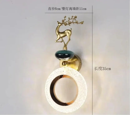 Light luxury modern gold deer wall lamp set bedroom sconces