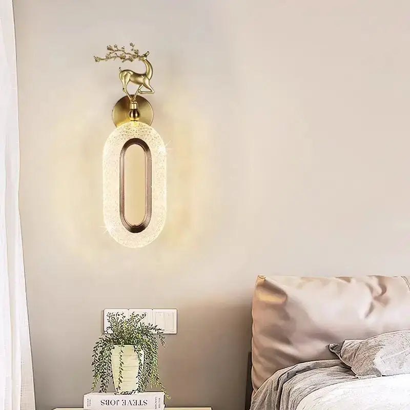 Light luxury modern gold deer wall lamp set bedroom sconces