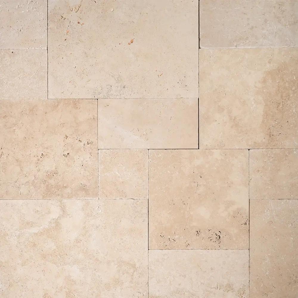 Light Standard Tumbled French Pattern Travertine Pavers Various