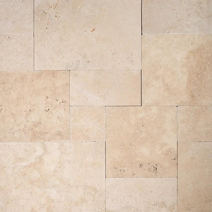 Light Standard Tumbled French Pattern Travertine Pavers Various