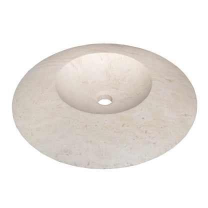 Light Travertine Natural Stone UFO Shape Sink Honed and Filled (D)21" (H)6"
