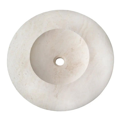 Light Beige Travertine Stone Round Vessel Bathroom Sink 21